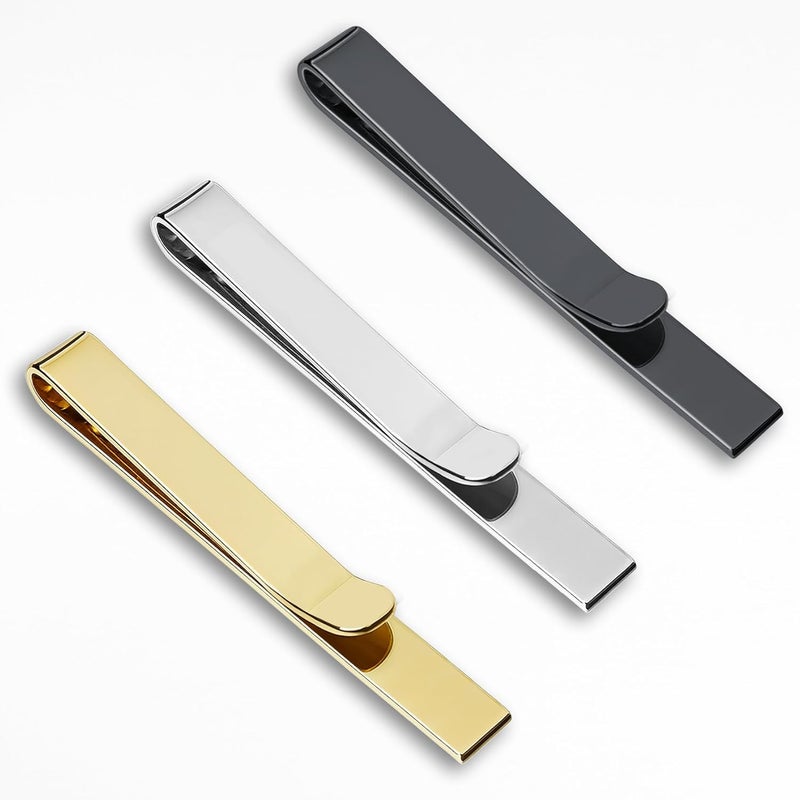 Roctee 3 Pack Men's Tie Clip For Skinny Ties, Small Tie Clips For Men, Tie Necktie Clasp Pinch Clip On Tie, Suitable for Business Metting Wedding Anniversary Best Gift - Image 2
